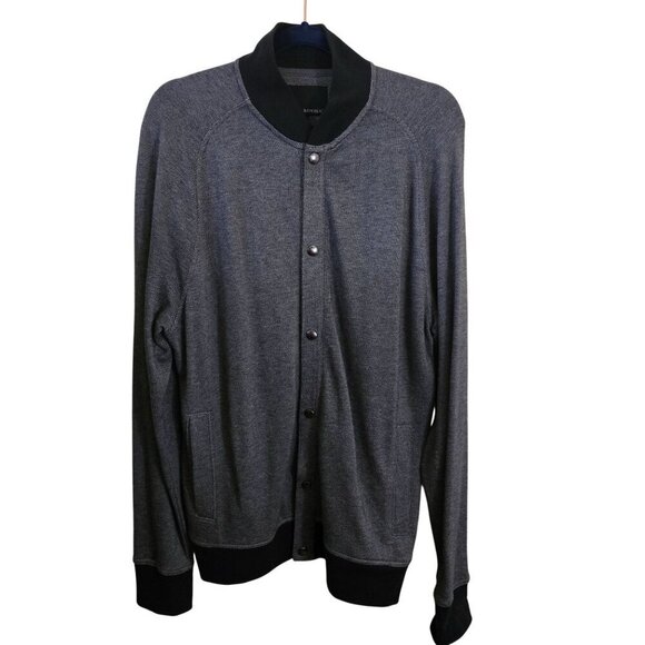 Banana Republic Two Tone Pique BirdsEye Baseball Jacket Snap Closure Size L - Picture 2 of 10